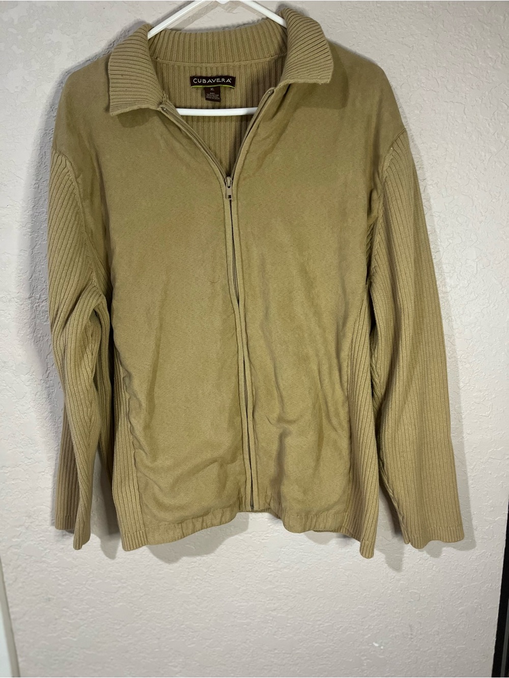 Cubavera Lightweight Zip-Front Shirt Jacket in Tan